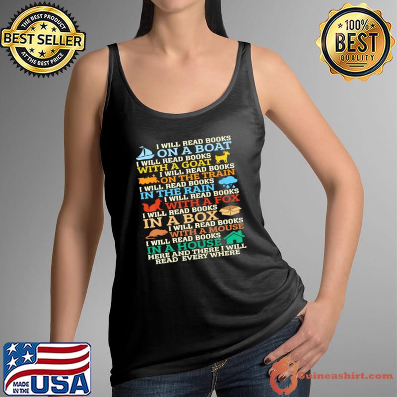 I Will Read Books On A Boat & Everywhere Reading With A Goat Read Books T-Shirt