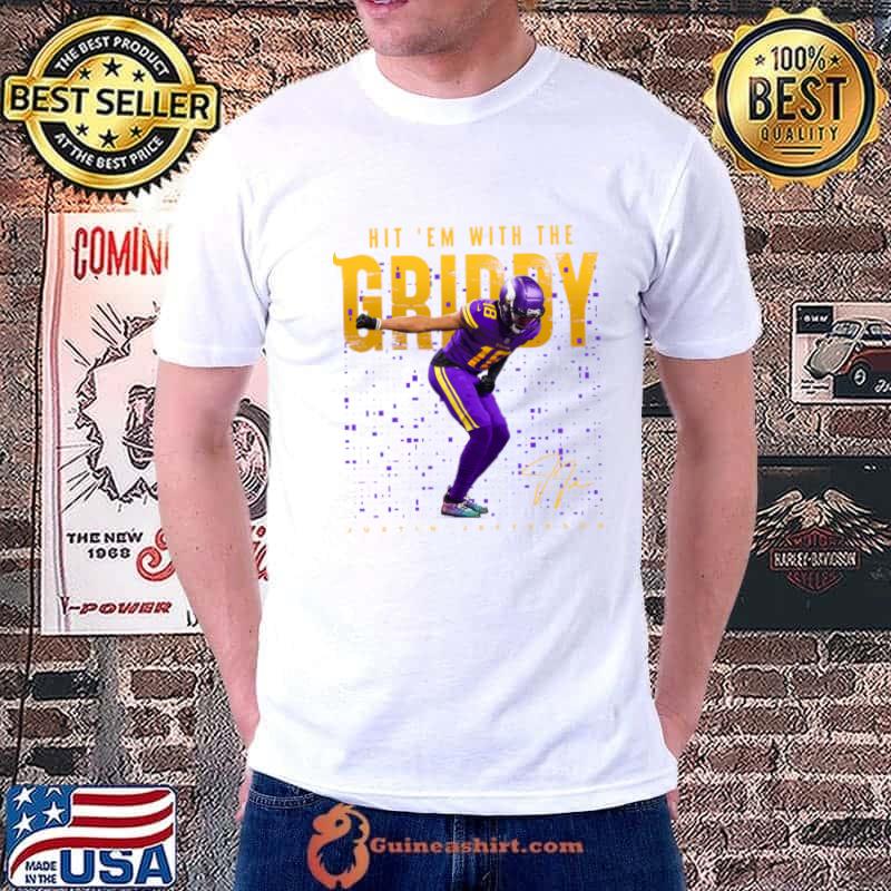 Justin Jefferson Mr. Griddy Signature Hit 'em With Football T-Shirt