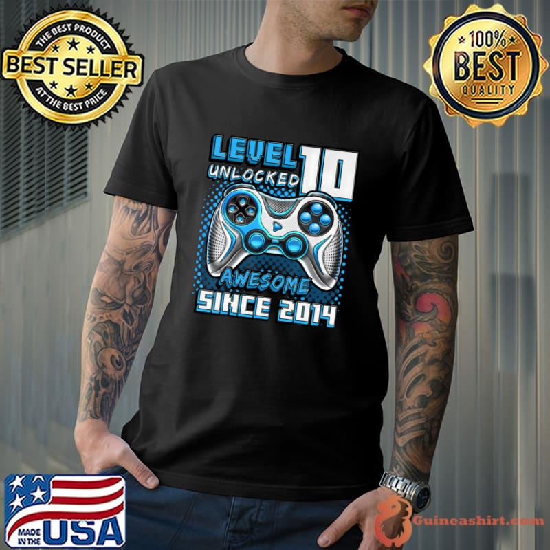 Level 10 Unlocked Awesome Since 2014 Video Game 10th Birthday T-Shirt
