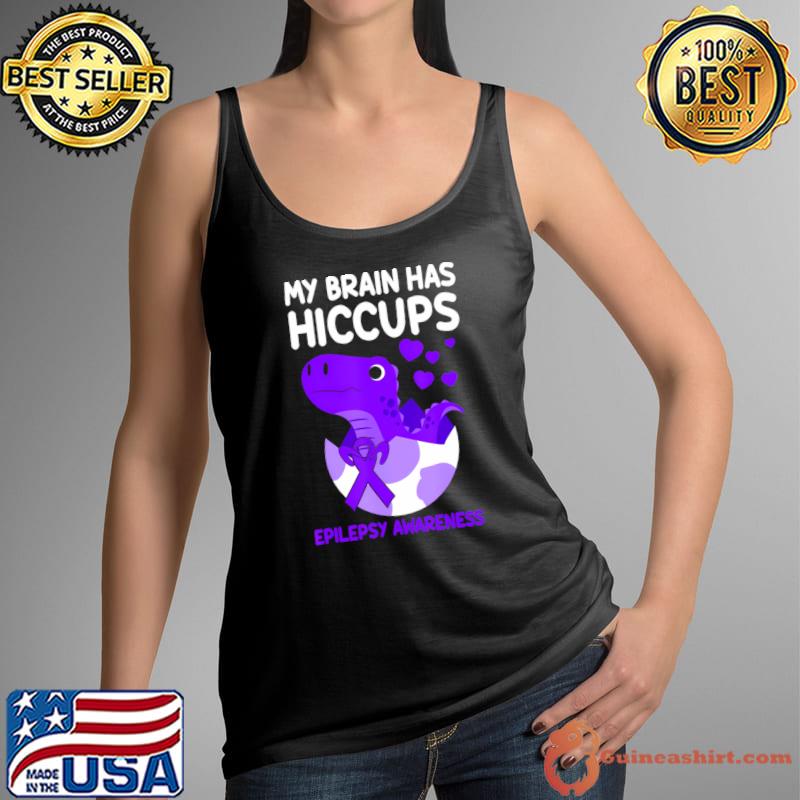 My Brain Has Hiccups Purple Ribbon Epilepsy Awareness Dragon Egg T-Shirt