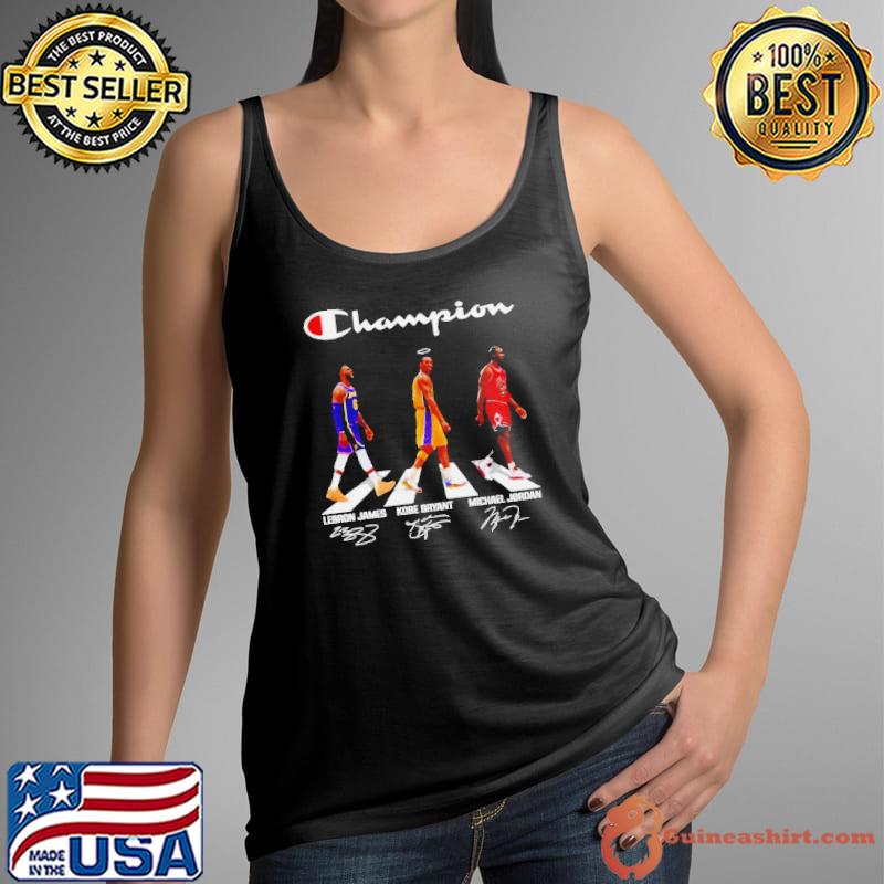 Original champions LeBron James Kobe Bryant Michael Jordan walking road signatures shirt