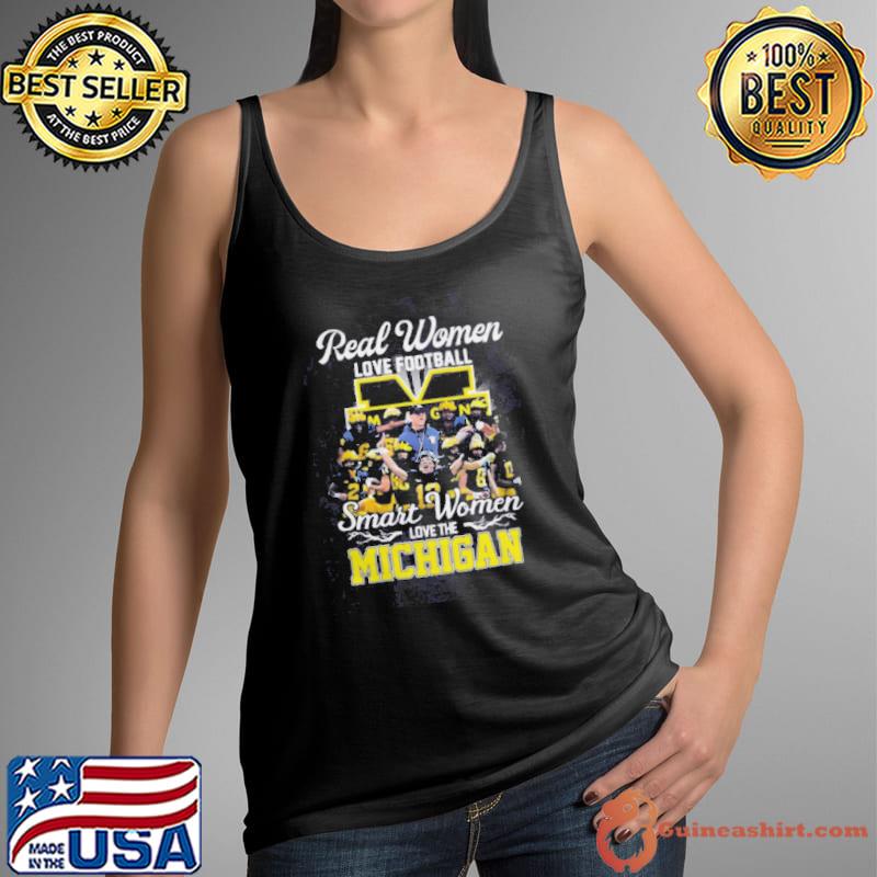 Real Women Love Football Smart Women Love The Michigan Wolverines Players 2023 Shirt