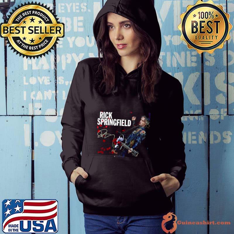 Rick Springfield Signature Playeign Guitar Rose Romantic actor T-Shirt Hoodie