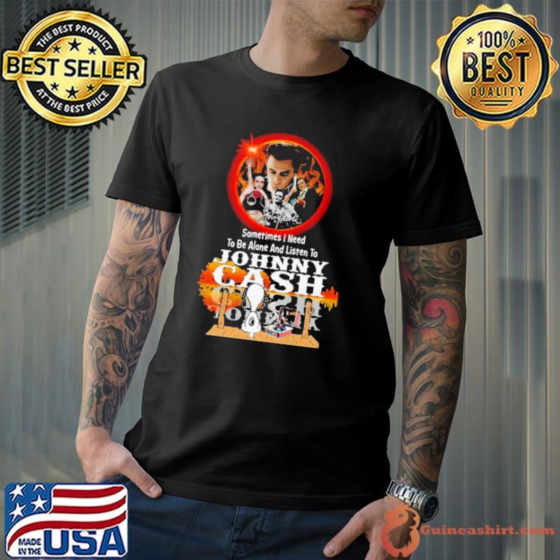 Snoopy Watching Sometimes I Need To Be Alone And Listen To Johnny Cash Shirt Unisex
