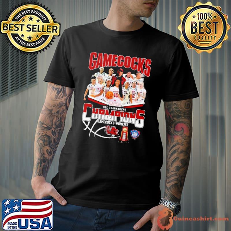 South Carolina Gamecocks Women’s Basketball 2024 Sec Tournament Champions Signatures Shirt
