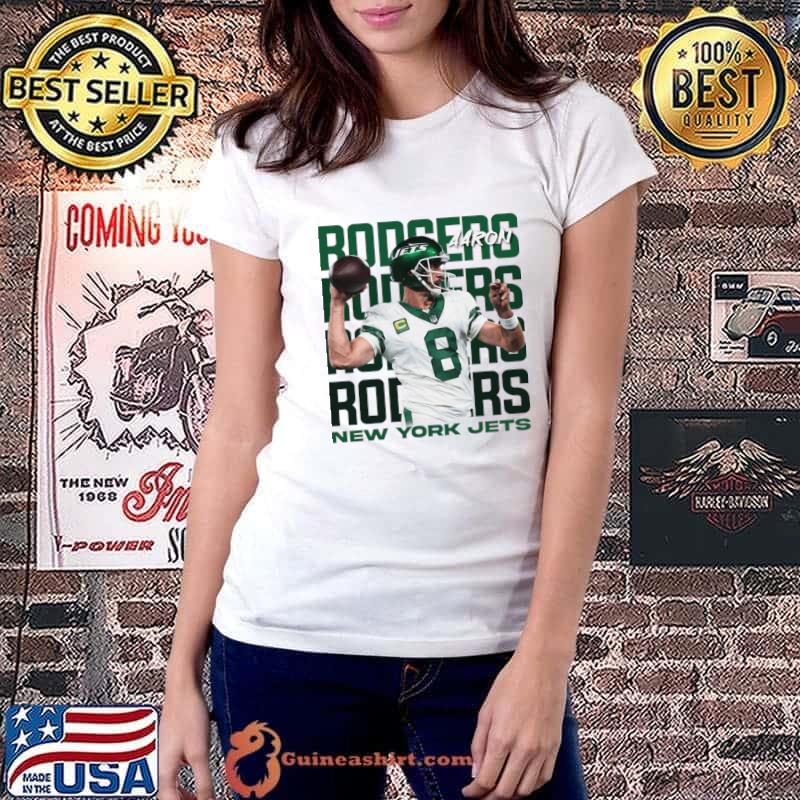 Top aaron Rodgers Name Repeat American football quarterback for the New York Jets T-Shirt Ladiestee