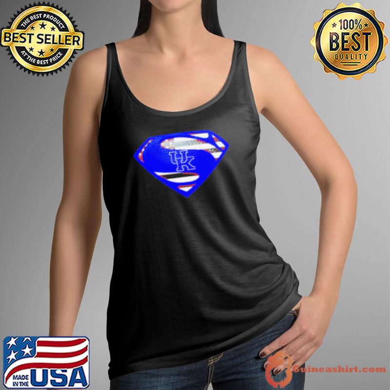 USA Flag Inside Kentucky Wildcats Superman s Tank Top