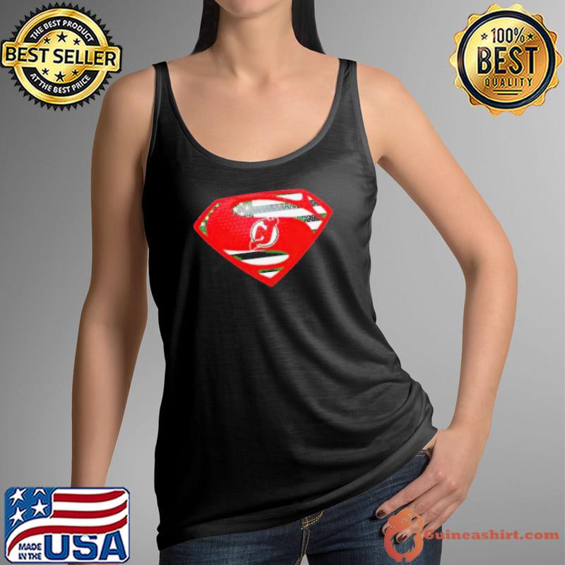 USA Flag Inside New Jersey Devils Superman s Tank Top