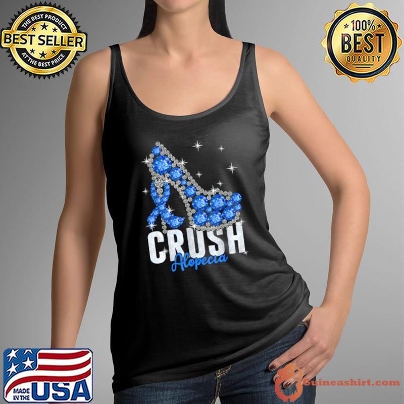 Crush Alopecia Twinkle Ribbon Support Awareness High Heel Diamond T-Shirt