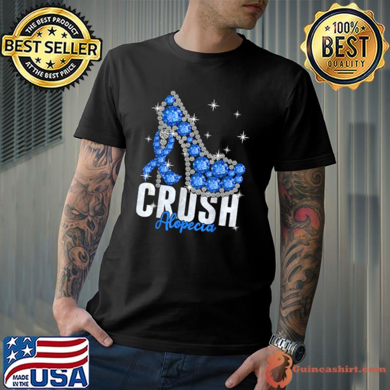 Crush Alopecia Twinkle Ribbon Support Awareness High Heel Diamond T-Shirt Unisex