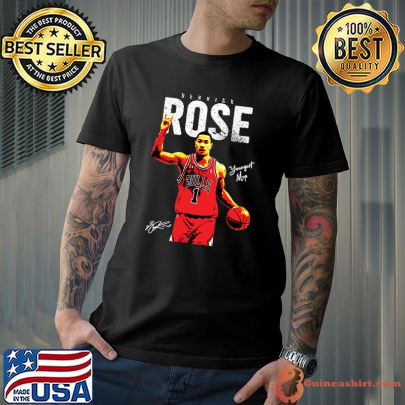 Derrick Rose Signature American professional basketball player Memphis Grizzlies T-Shirt