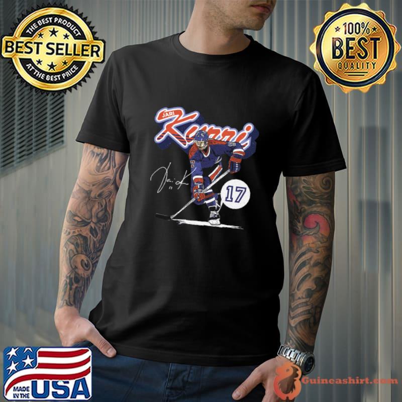 Jari Kurri Edmonton Retro Script Finnish player to be enshrined T-Shirt
