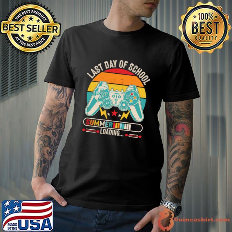 Last Day Of School Summer Loading Control Game Vintage T-Shirt Unisex