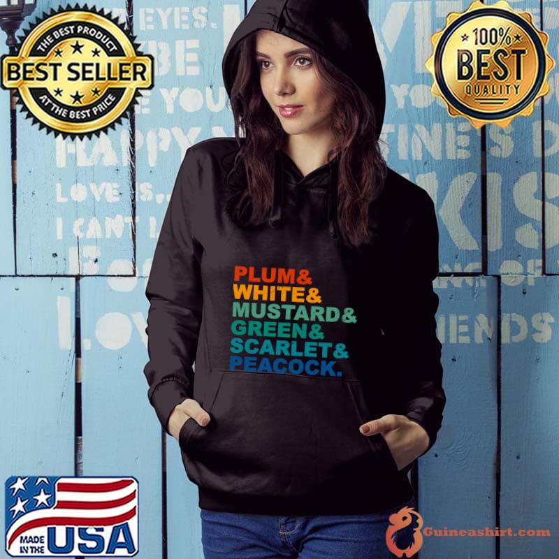 Plum white mustard green scarlet peacock retro T-Shirt Hoodie