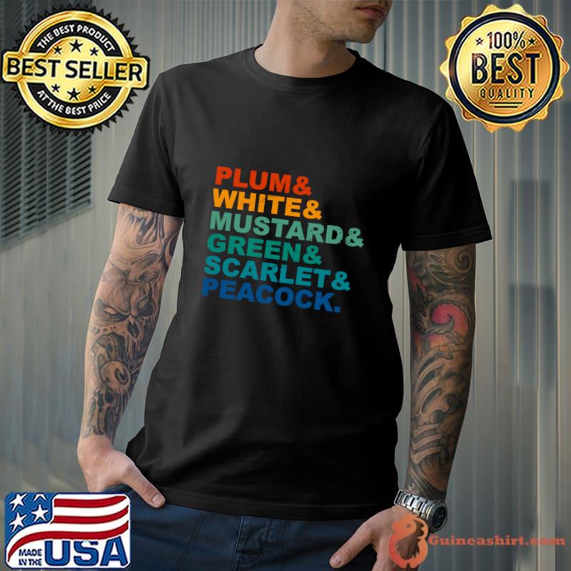 Plum white mustard green scarlet peacock retro T-Shirt Unisex
