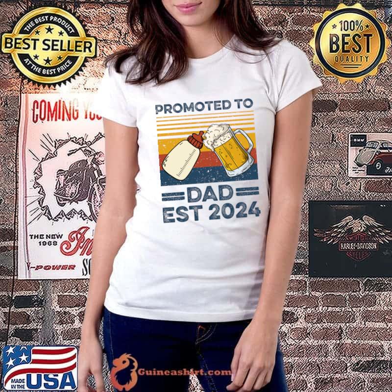 Promoted to Dad Est 2024 New Dad new beer and milk vintage Father's Day T-Shirt