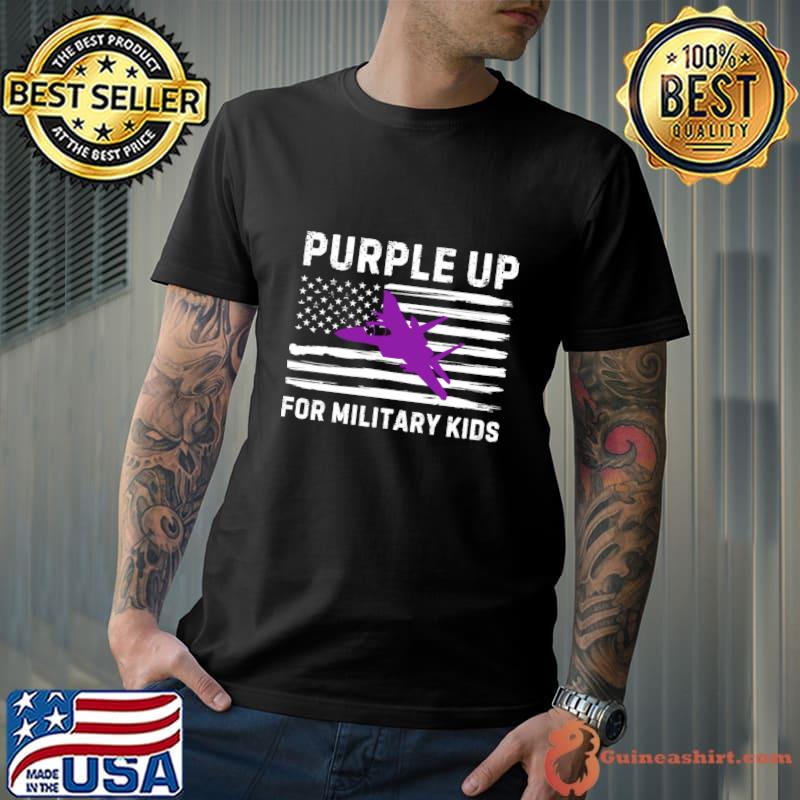 Purple Up For Military Kids AMerican Flag T-Shirt Unisex