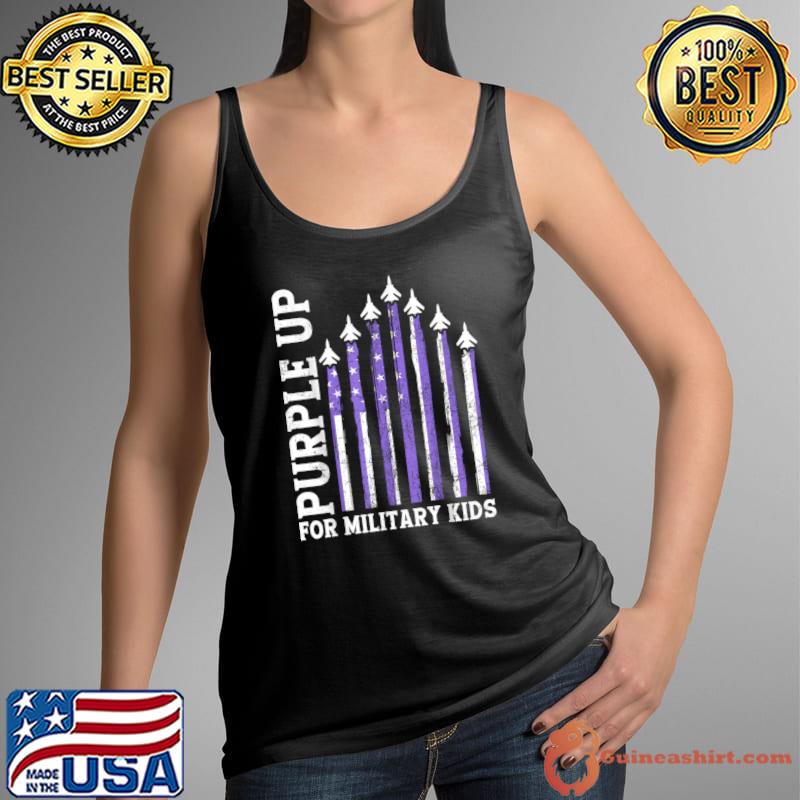 Purple Up For Military Kids Military Child Month Air Force Usa Flag T-Shirt