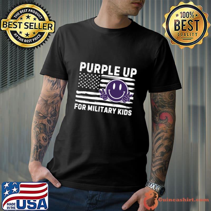 Purple Up For Military Kids Spread Usa Flag T-Shirt Unisex