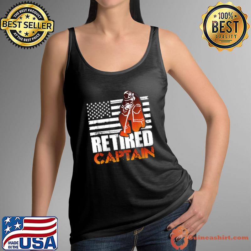 Retired American Firefighter Captain Retirement USa Flag T-Shirt Tank Top