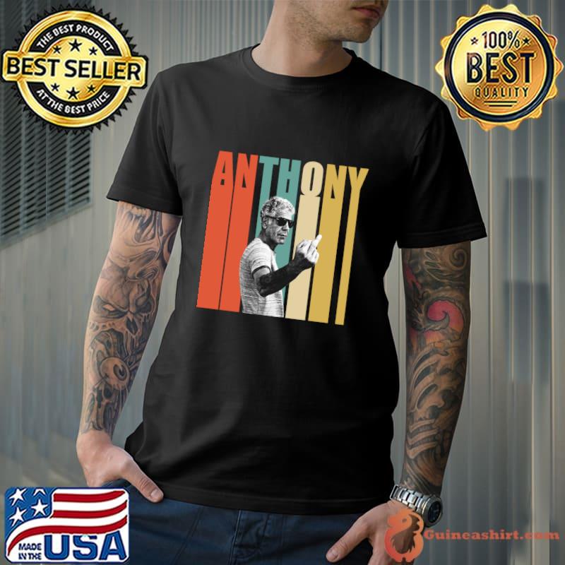 Retro Color Anthony Bourdain American celebrity chef author travel documentarian T-Shirt