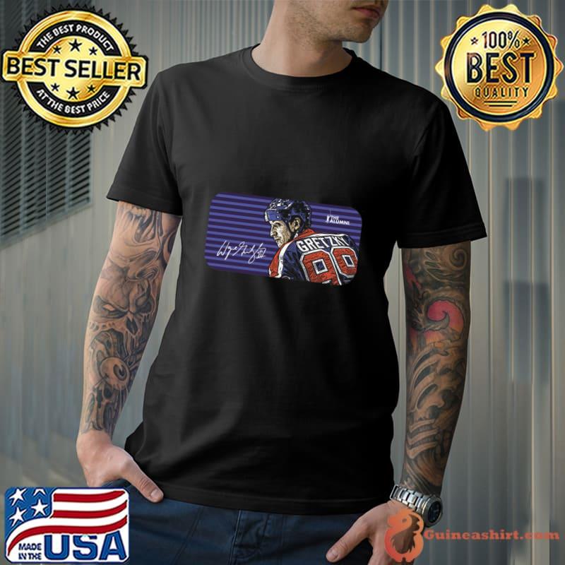 Wayne Gretzky Edmonton Vintage Stripe Signature T-Shirt