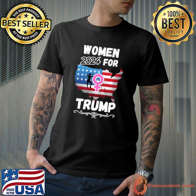 Women For Donald Trump 2024 American Flag Election T-Shirt