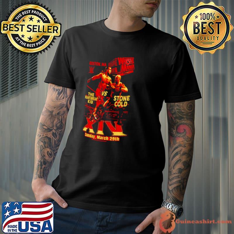 WrestleMania Ripple Junction WrestleMania XIV The Heartbreak Kid vs Stone Cold Graphic Shirt