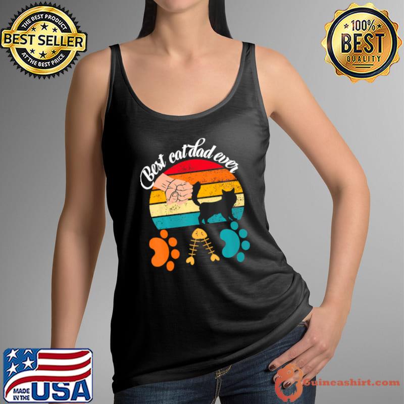Best Cat Dad Ever mens paw fist bump vintage sunset T-Shirt Tank Top