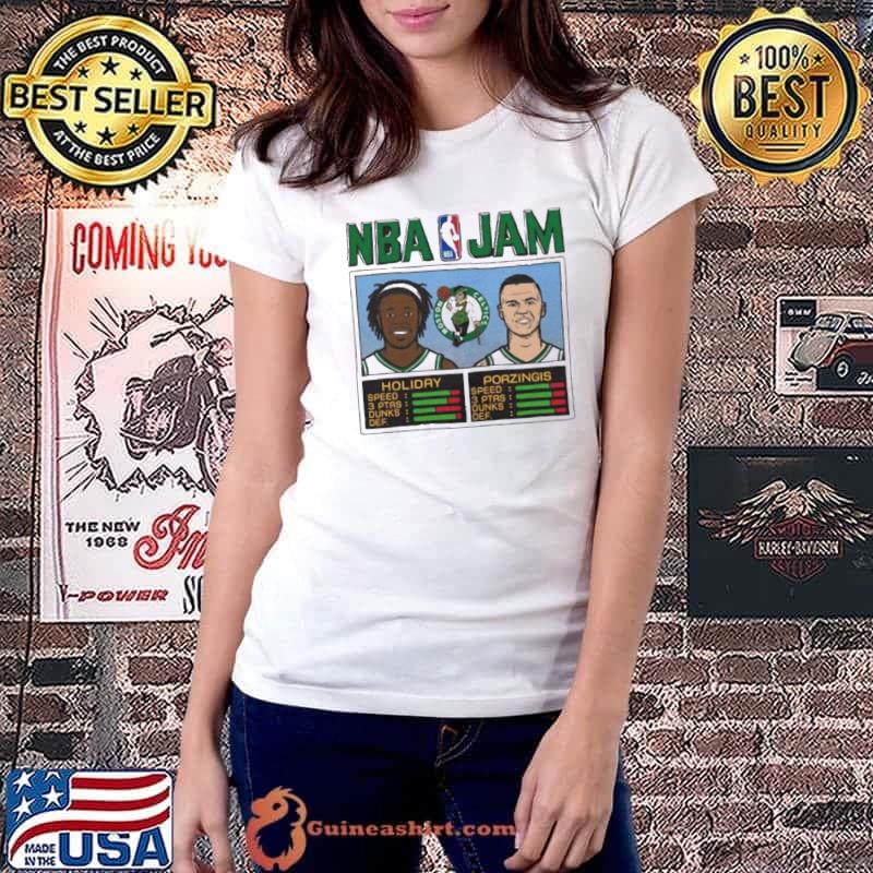 Boston Celtics NBA Jam Holiday And Porzingis 2024 Conference Finals Shirt