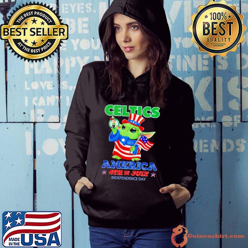 Boston Celtics Star Wars Baby Yoda America Independence Day Shirt