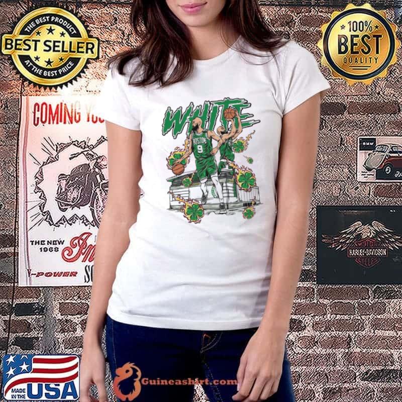 Boston Celtics White Jersey NBA Basketball Player Illustration Shirt
