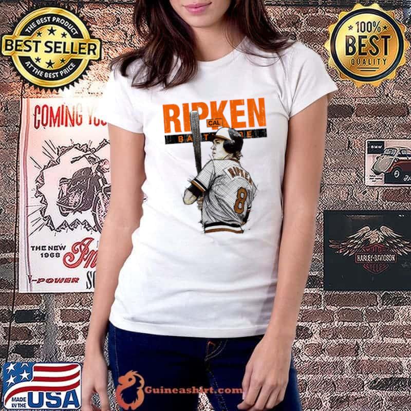 Cal Ripken Jr. Baltimore Batters Box Baltimore American former baseball shortstop T-Shirt Ladiestee