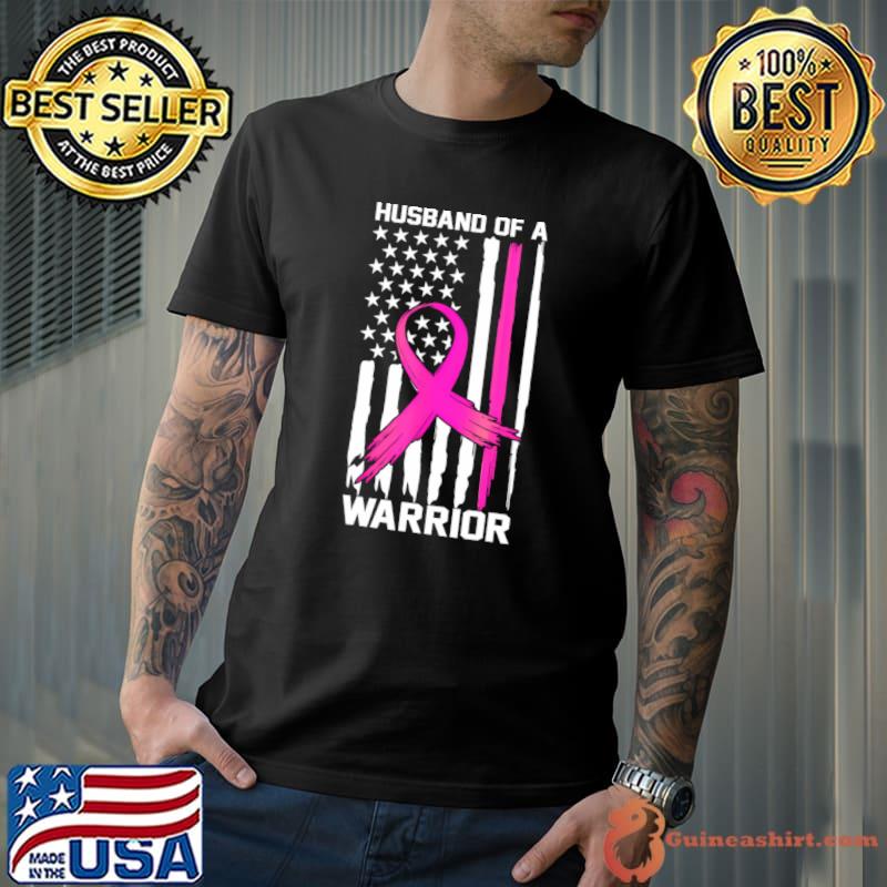Husband Of A Warrior American flag Ocular Melanoma T-Shirt