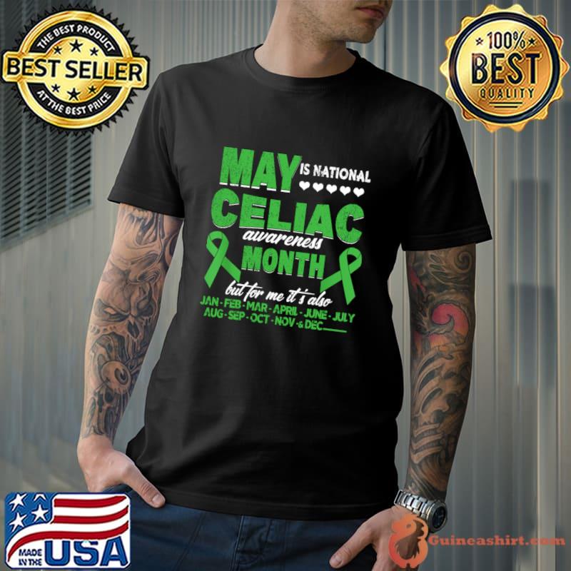 May Is National Celiac Disease Awareness Month Green Ribbon T-Shirt