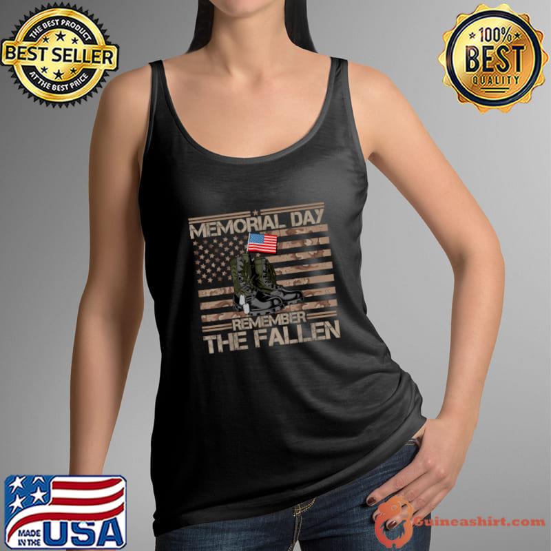 Memorial Day Remember The Fallen Shoe Usa flag Veteran Military T-Shirt