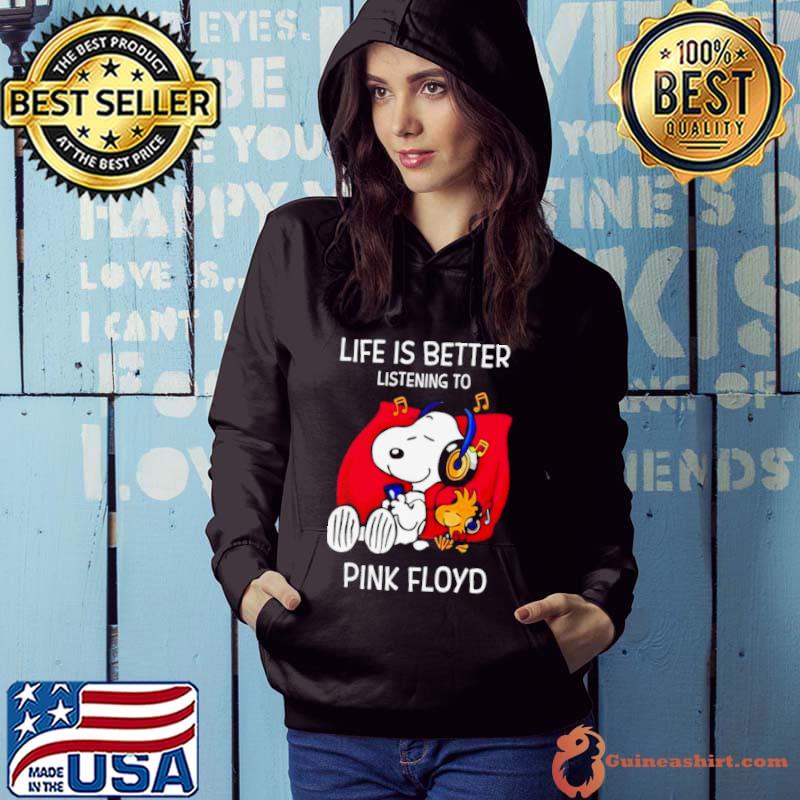 Peanuts Snoopy And Woodstock Pink Floyd Life Is Better Listening To Pink Floyd Fan Love s Hoodie