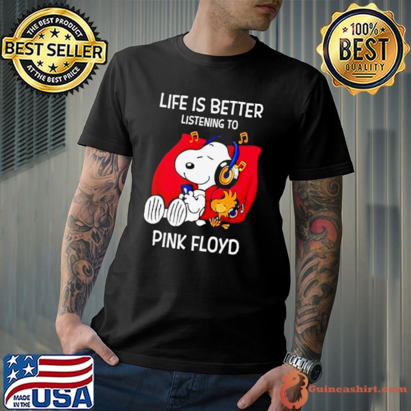 Peanuts Snoopy And Woodstock Pink Floyd Life Is Better Listening To Pink Floyd Fan Love s Unisex