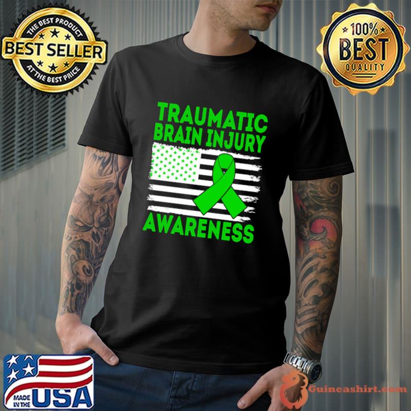 Premium traumatic Brain Injury Awareness American Flag T-Shirt Unisex