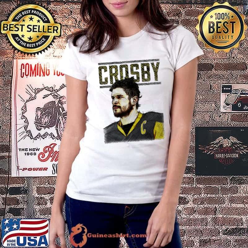 Sidney Crosby Canadian professional ice hockey centre Pittsburgh Sketch Stare T-Shirt Ladiestee
