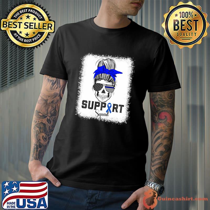 Support Squad Colorectal Colon Cancer Awareness Sugarskull Sungalsses T-Shirt
