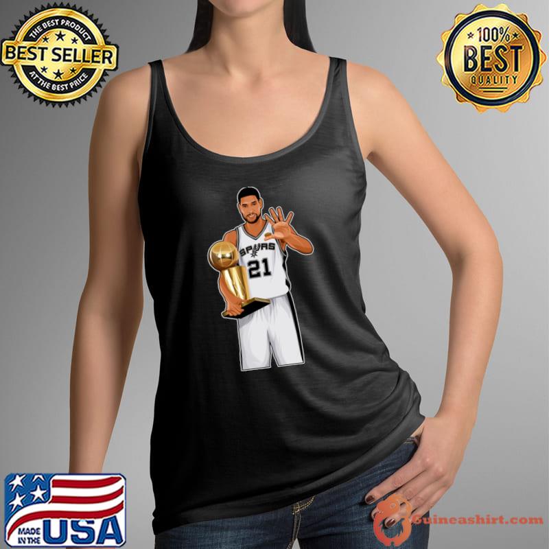 Tim Duncan #21 Five Trophy American former professional basketball player T-Shirt