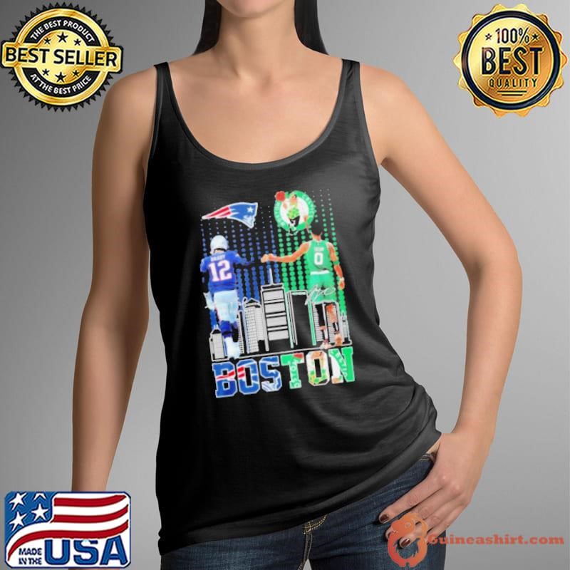 12 Tom Brady And 0 Jayson Tatum Boston Sports Teams Skyline Signatures Tank Top