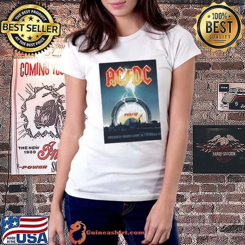 AC DC PWR Up EU Tour Concert Gig Poster For Dresden Rinne On June 16th And 19th 2024 Ladiestee