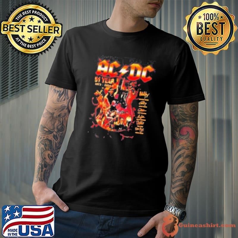 ACDC 51 Year 1973 2024 Guitar Fire Signatures Shirt