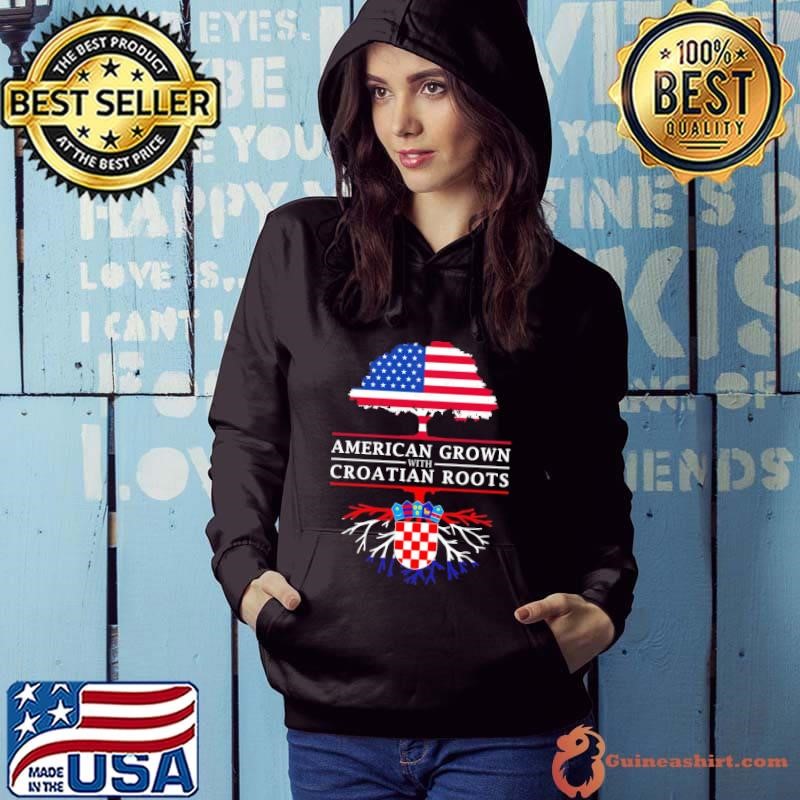 American Grown With Roots Croatia Tree Usa flag 4th of July T-Shirt