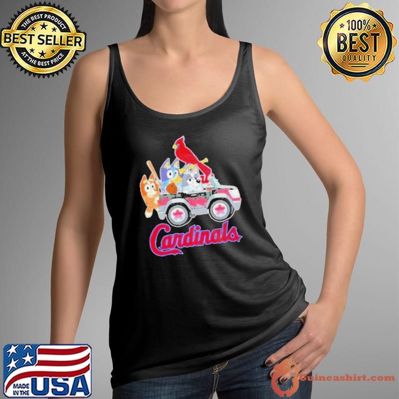 Bluey On Car St Louis Cardinals Baseball Tank Top