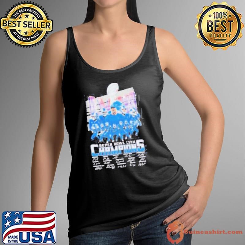 Detroit Lions Super Bowl LVIII 2024 Champions Signatures Tank Top