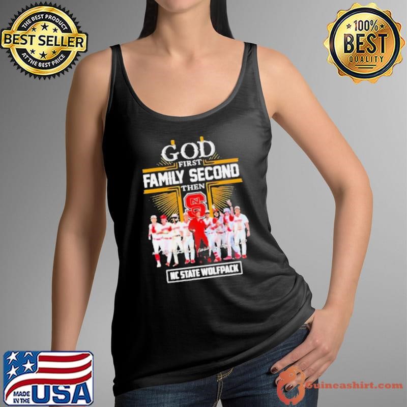 God First Family Second Then NC State Wolfpack Baseball Signatures Tank Top