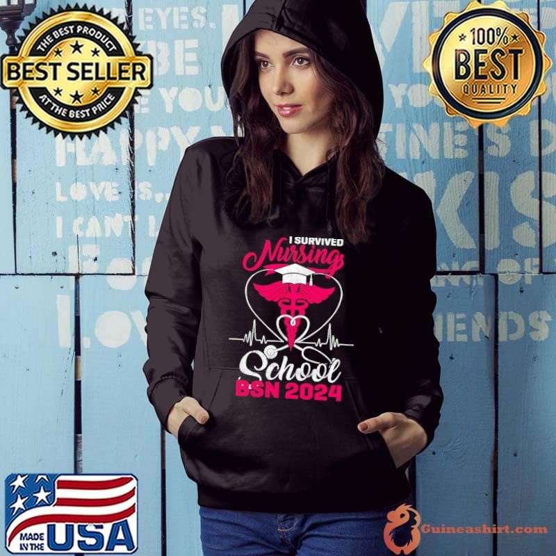 I Survivied Nurse Est 2024 Rn Nursing School Graduation Graduate Bsn Hoodie